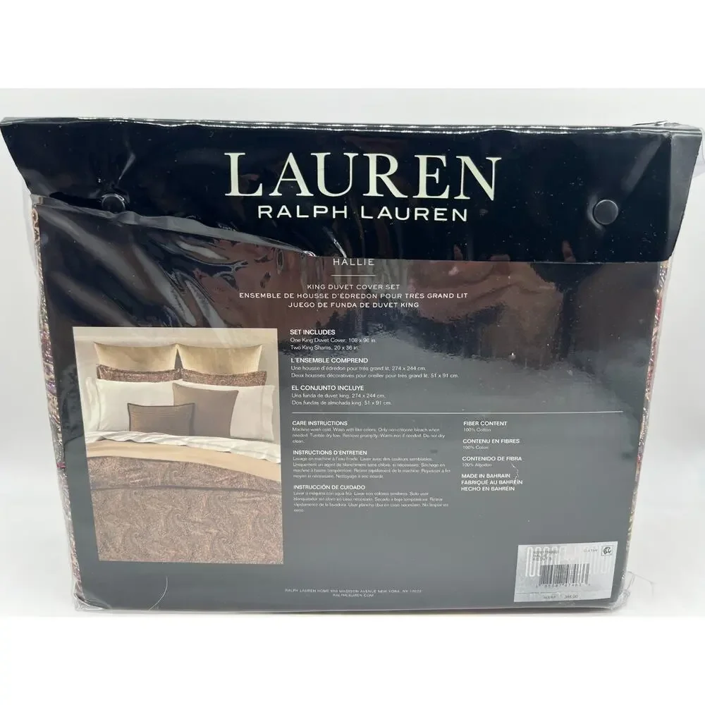 Ralph Lauren Hallie Refined Paisley King Duvet and 2 King Shams New,